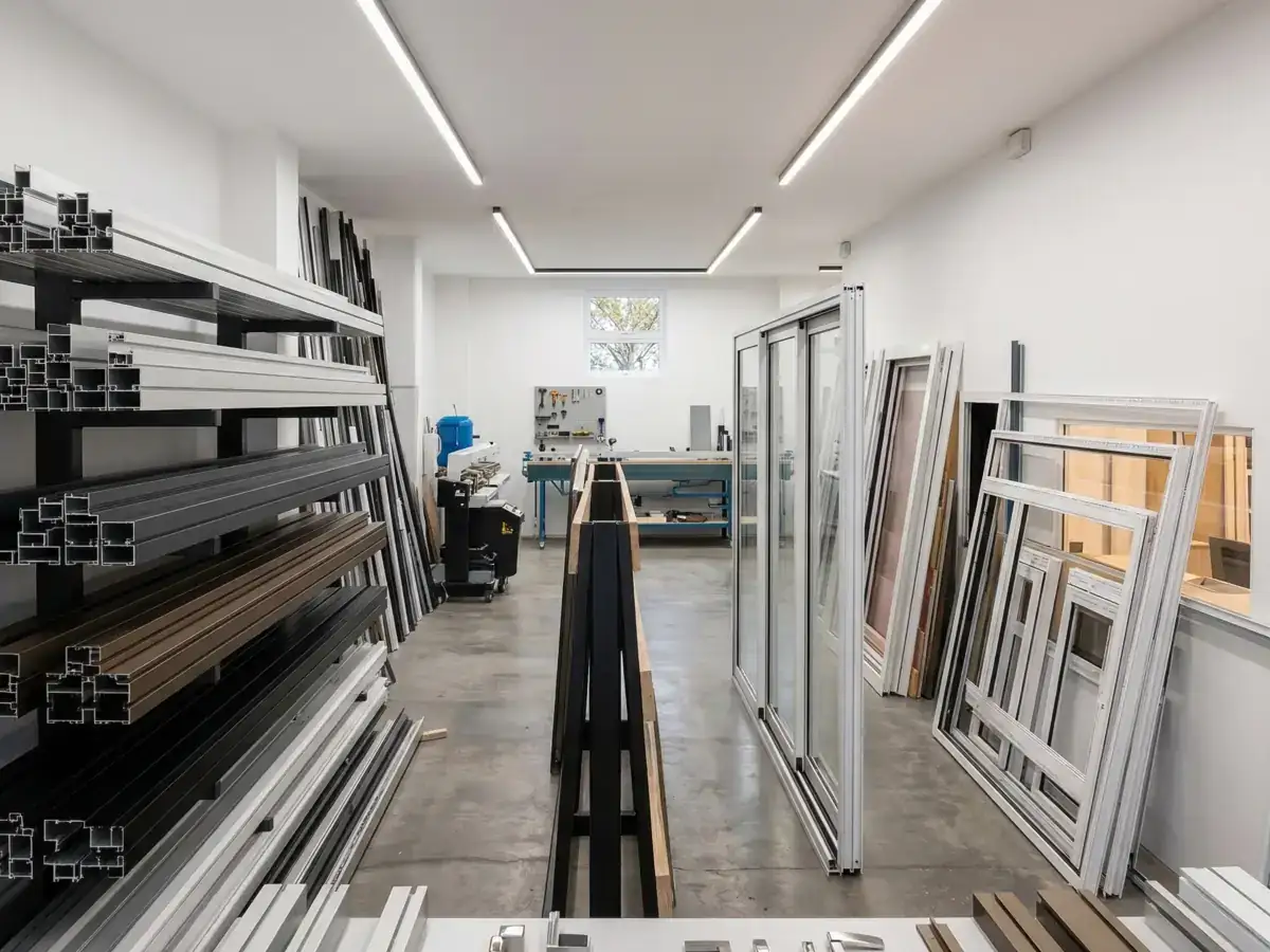 Aluminium doors and windows fabrication workshop